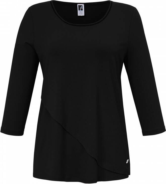 Anna Aura Shirt 3 4-mouwen en dubbele voorkant Van zwart