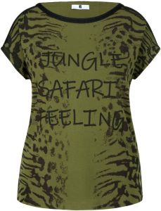 Anna Aura Shirt ronde hals en dierenprint Van groen
