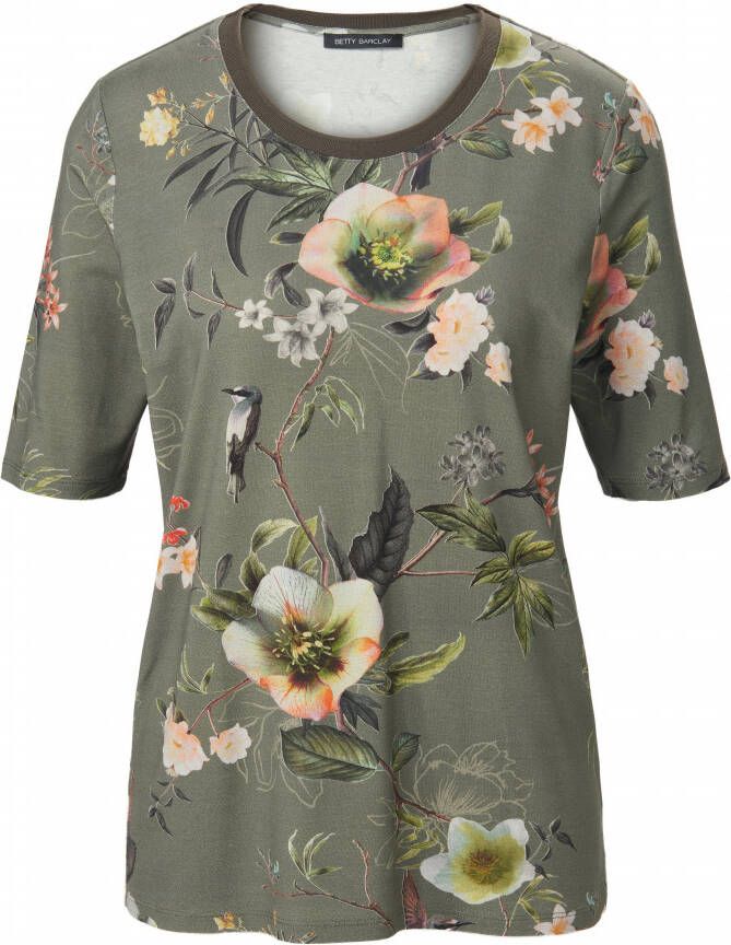 Betty Barclay Shirt ronde hals en bloemenprint Van groen