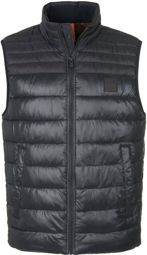 Hugo Boss bodywarmer zwart effen rits normale fit synthetisch