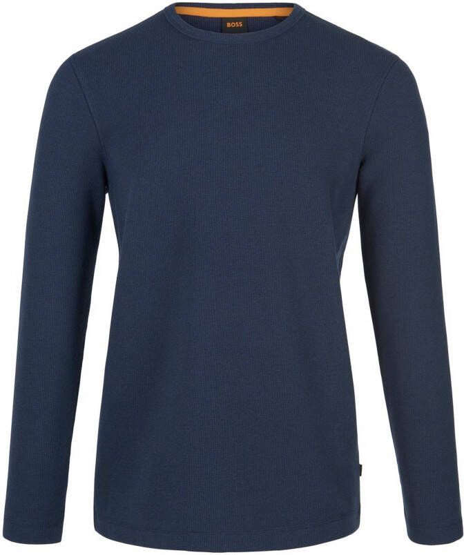 Boss Orange Shirt met lange mouwen en geribde ronde hals model 'Tempesto'