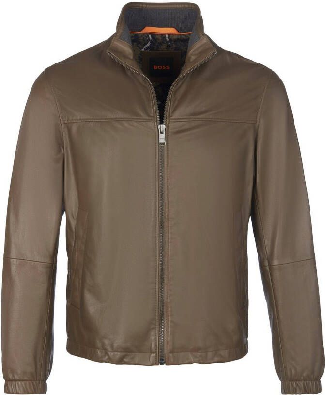 Boss Orange Leren jack met labelpatch model 'JASIS'