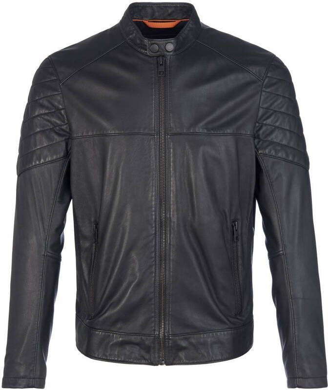 Boss Orange Leren jack met labelpatch model 'JOSET'
