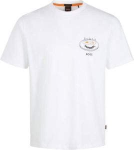 Boss Orange T-shirt met labelprint model 'Eggcellent'