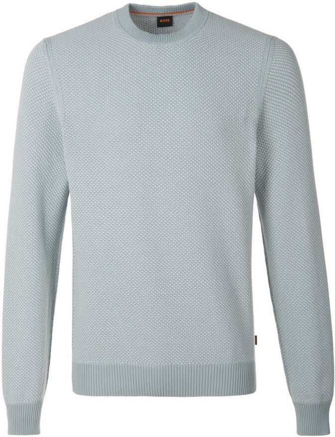 Boss Modieuze Pullover met Ronde Hals en Ribboorden Blue