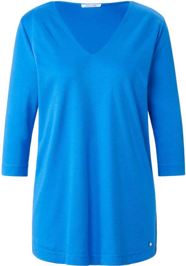 Efixelle Shirt 100% katoen V-hals Van blauw