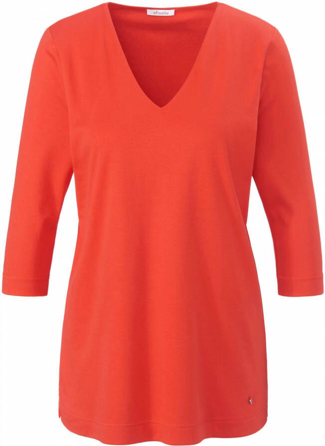 Efixelle Shirt 100% katoen V-hals Van rood