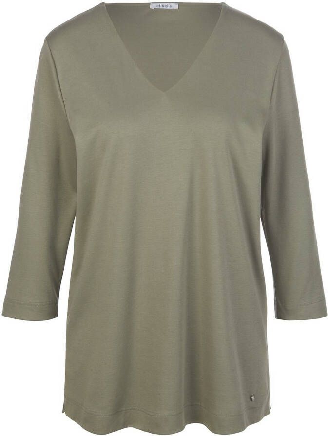 Efixelle Shirt 100% katoen V-hals Van groen