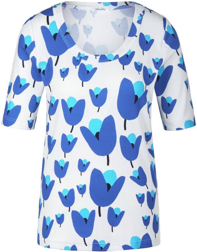Efixelle Shirt ronde hals en tulpenprint Van wit
