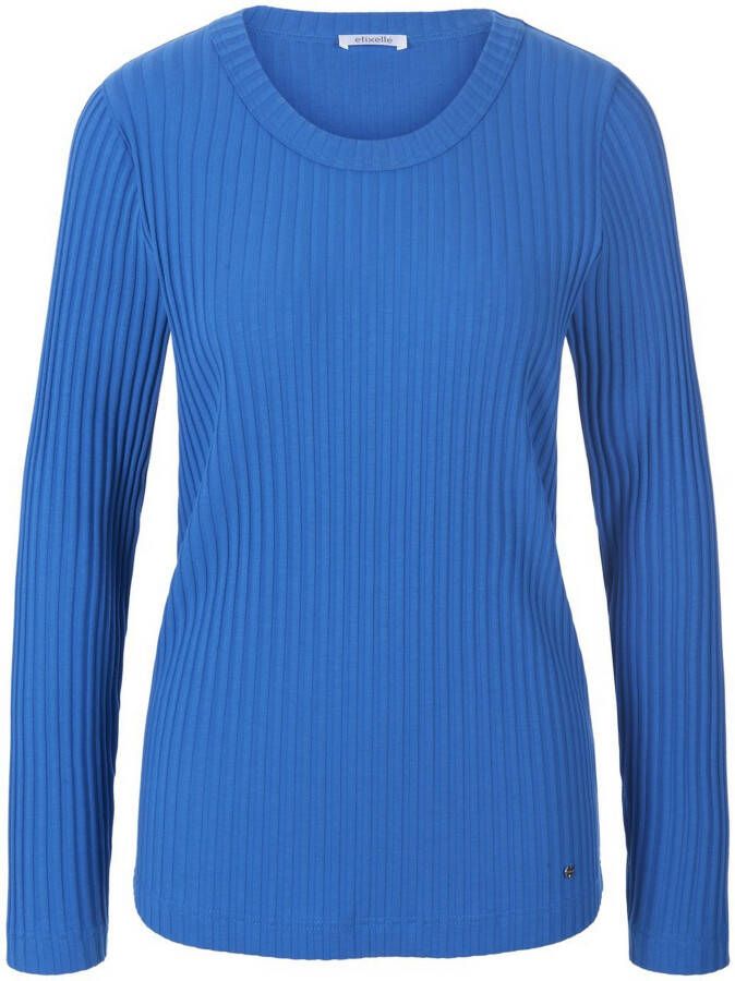 Efixelle Shirt ronde hals ribjersey Van blauw