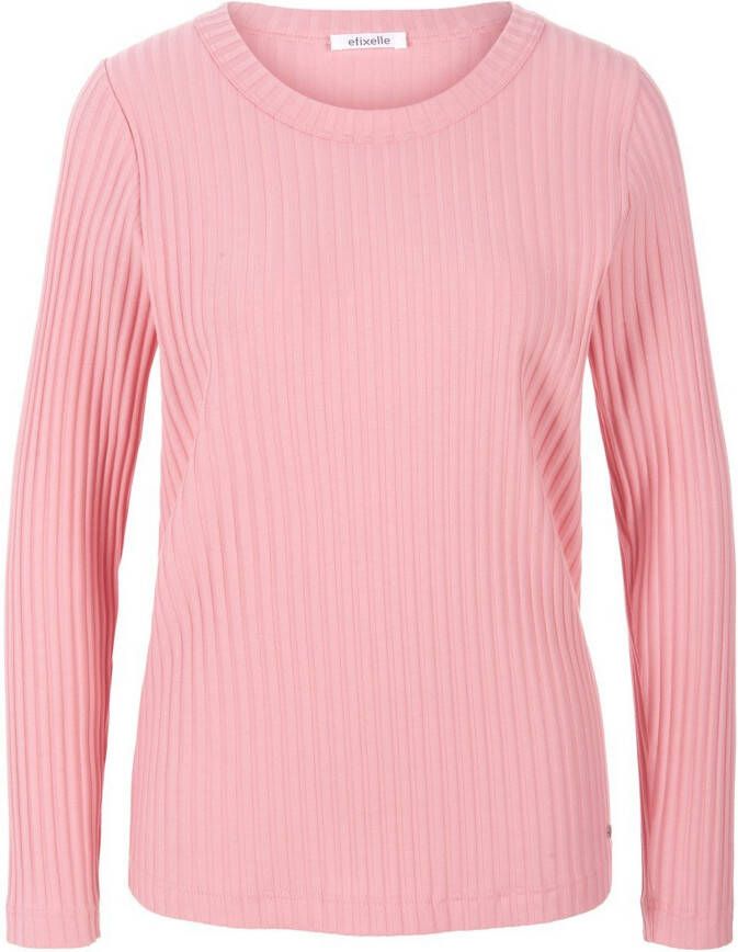Efixelle Shirt ronde hals ribjersey Van pink