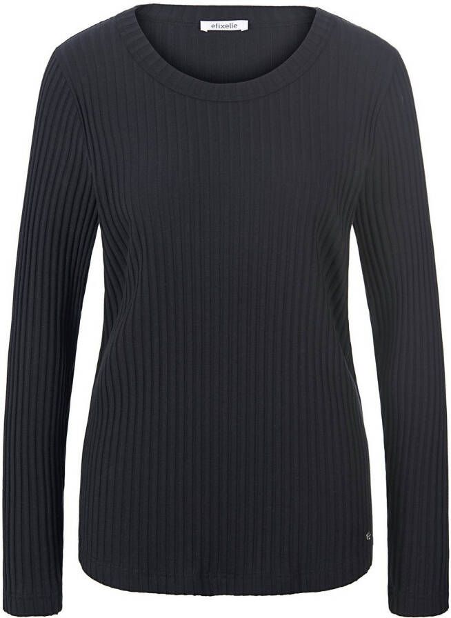 Efixelle Shirt ronde hals ribjersey Van zwart