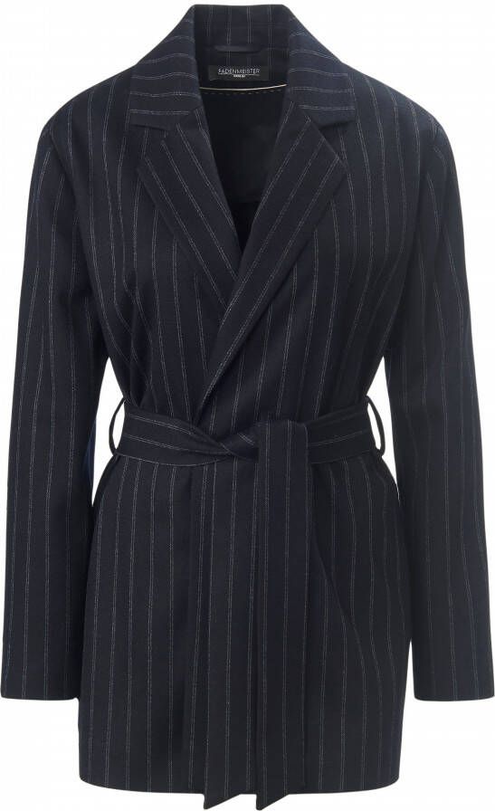 Fadenmeister Berlin Jersey blazer reverskraag en krijtstreepdessin Van blauw