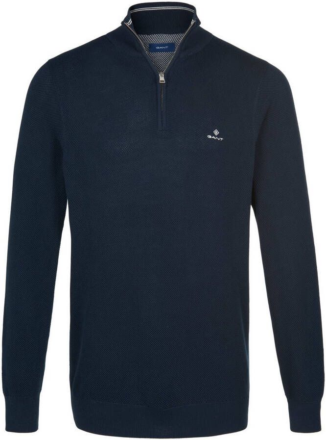 Gant Trui met staande kraag Cotton piqué korte rits