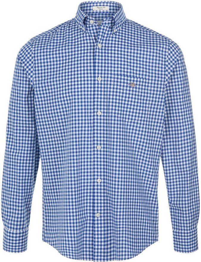 Gant Overhemd met lange mouwen REG POPLIN GINGHAM SHIRT met logoborduursel op borsthoogte