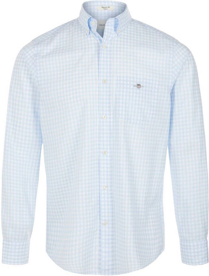 Gant Overhemd met lange mouwen REG POPLIN GINGHAM SHIRT met logoborduursel op borsthoogte
