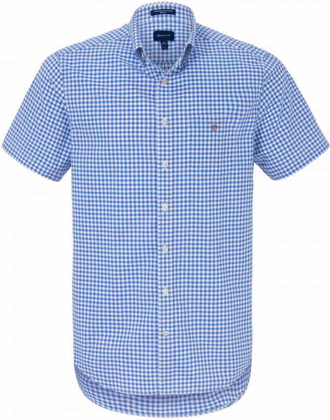 Gant Overhemd met korte mouwen THE BROADCLOTH GINGHAM REG BD met stolpplooi op de rug