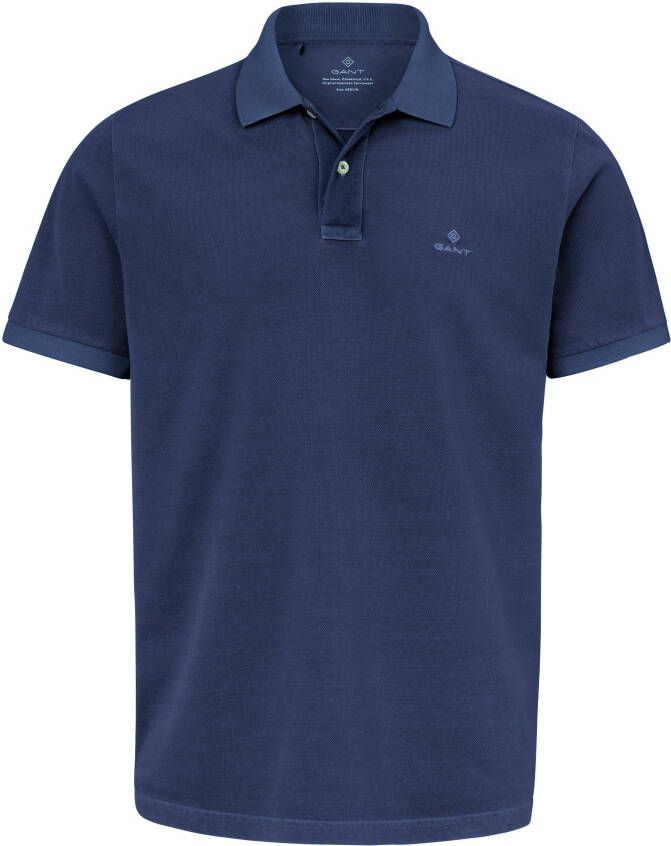 Gant Blauw Katoenen Polo Shirt Korte Mouw Logo Blue Heren