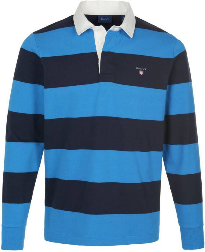 Gant Gestreepte Blauwe Rugby Kraag Trui Blue Heren