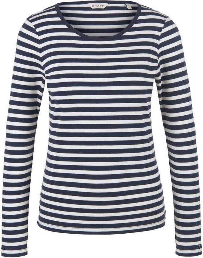 Gant Shirt met lange mouwen SLIM STRIPED 1X1 RIBBED LS T-SHIRT