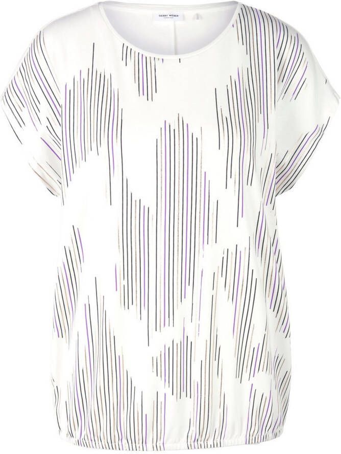 Gerry Weber Shirt ronde hals en strepenprint Van wit