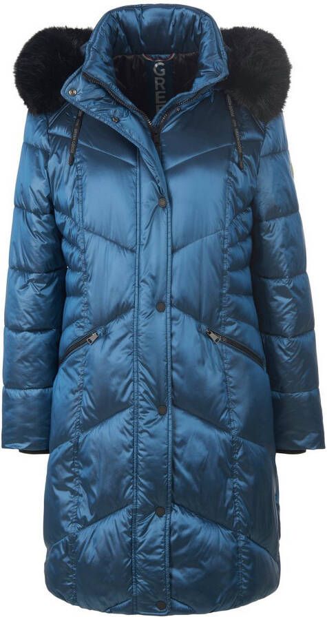 Green Goose Doorgestikte jas capuchon Van blauw