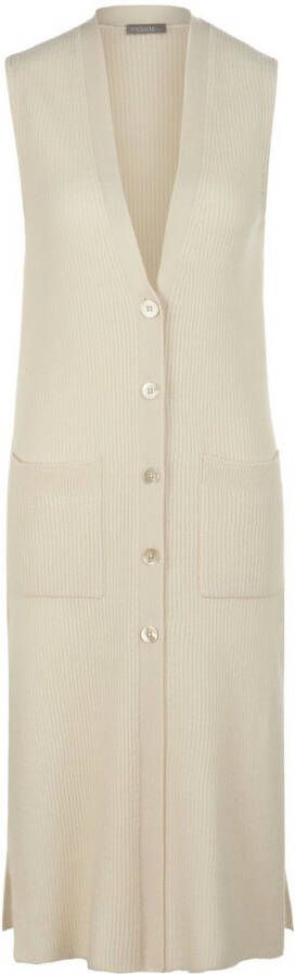 Include Lang mouwloos vest 100% kasjmier Van beige