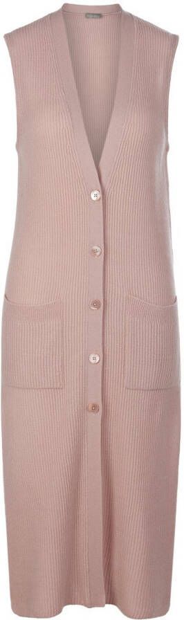 Include Lang mouwloos vest 100% kasjmier Van roze