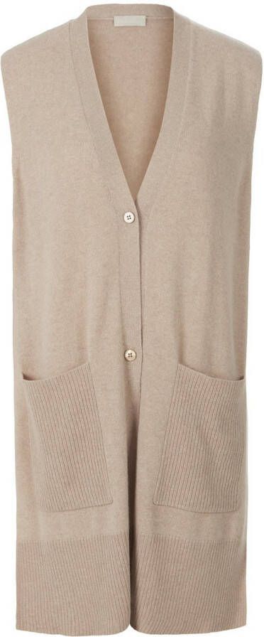 include Lang mouwloos vest V-hals Van beige