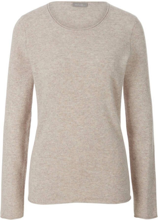 Include Trui ronde hals 100% kasjmier Van beige