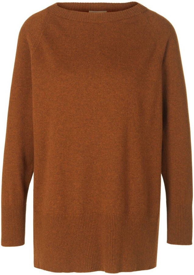 Include Trui ronde hals 100% kasjmier Van bruin