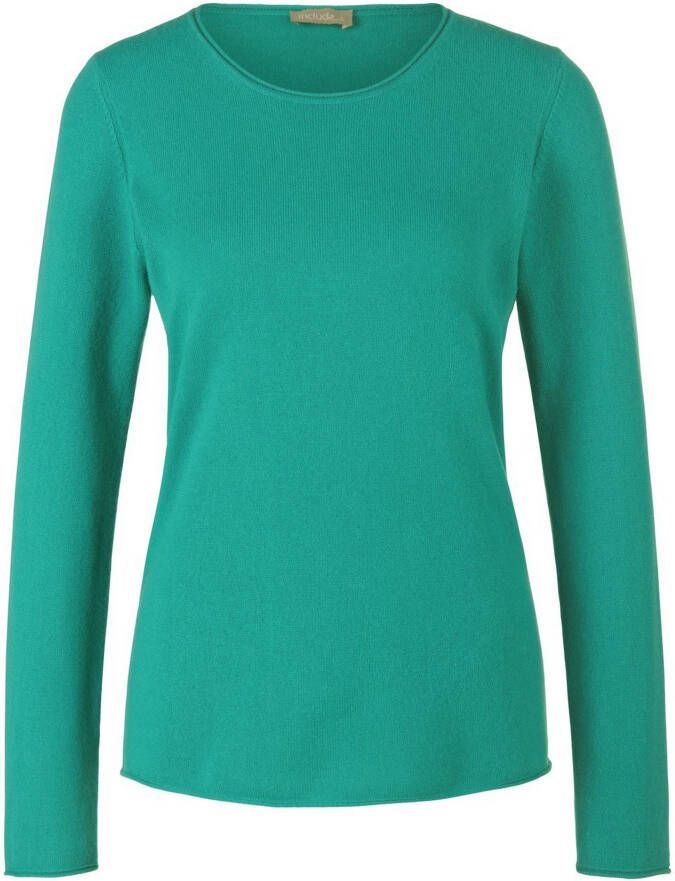 Include Trui ronde hals 100% kasjmier Van groen