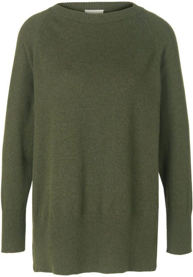 Include Trui ronde hals 100% kasjmier Van groen