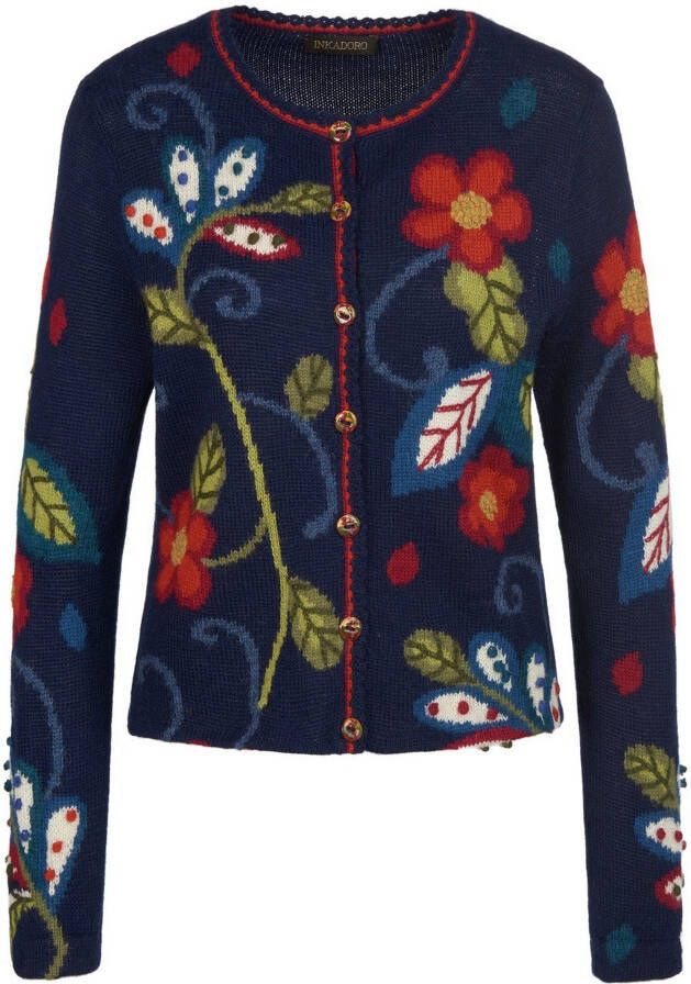 Inkadoro Vest 100% alpaca bloemmotieven Van multicolour
