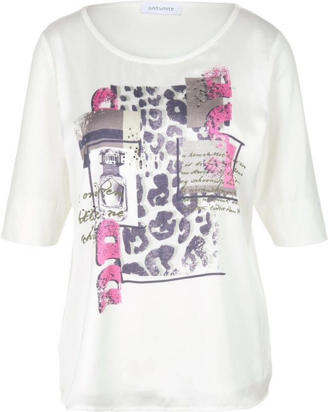 JustWhite Blouseshirt dubbel uitgevoerde voorkant Van Just White wit
