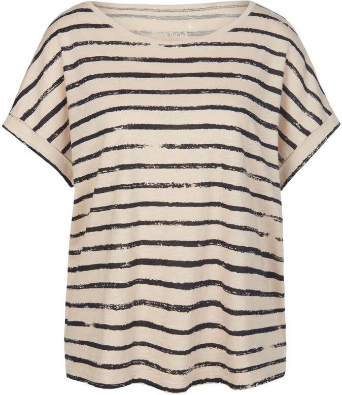 Juvia Gestreept shirt ronde hals Van beige