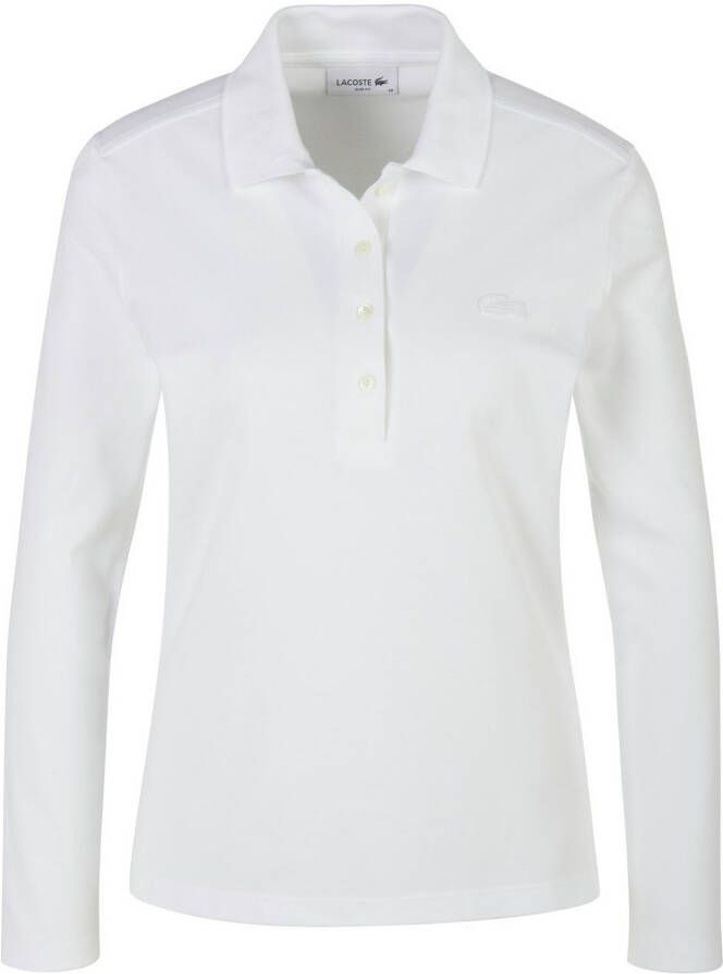 Lacoste Witte Polo Shirt met Moeder van Parel Knopen White Dames