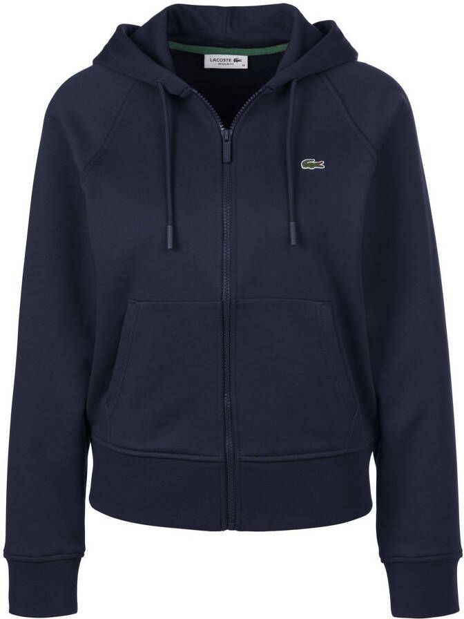 Lacoste Sweatvest met praktische kangoeroezak en typische logo patch op de borst