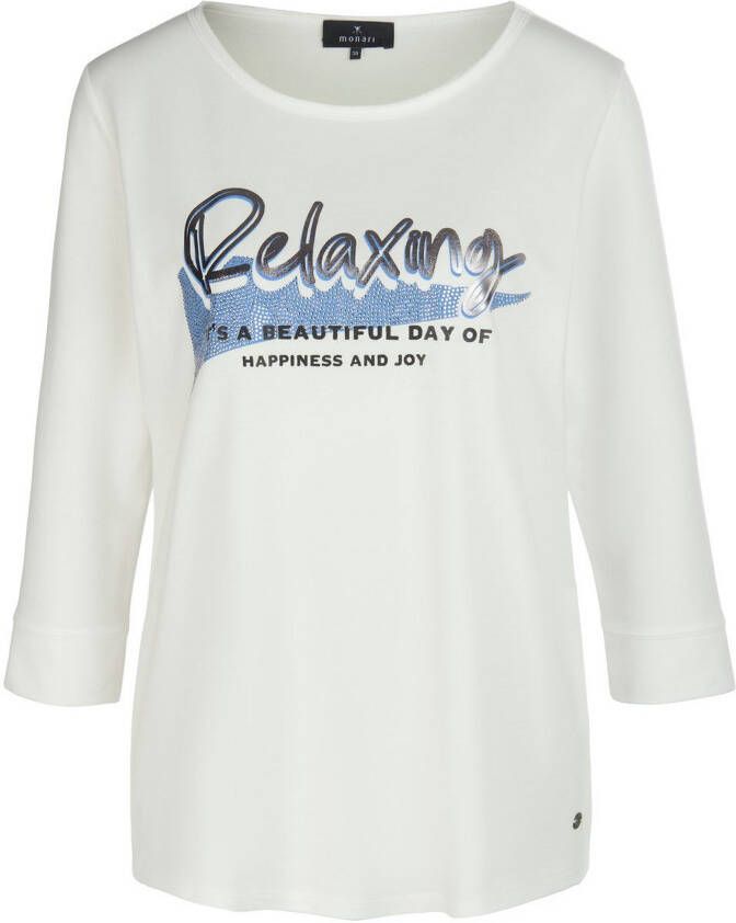 Monari Shirt 3 4-mouwen en ronde hals Van wit