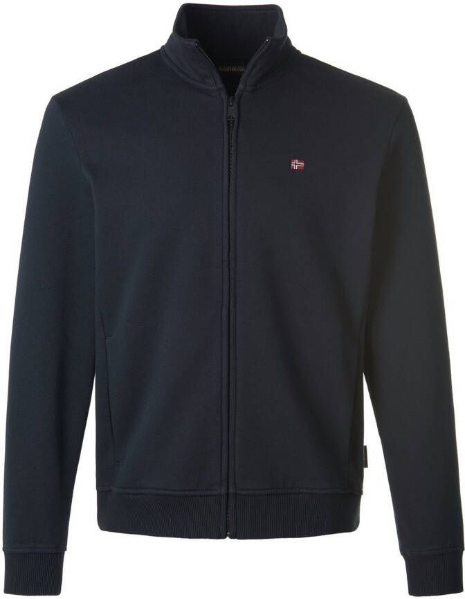 Napapijri Zwarte Sweatshirt met Lange Mouwen en Rits Geborduurd Logo Black Heren