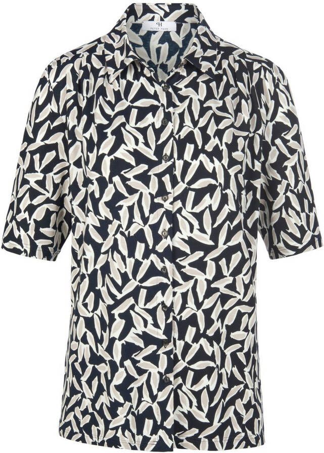 Peter Hahn Jersey blouse blaadjesprint Van zwart
