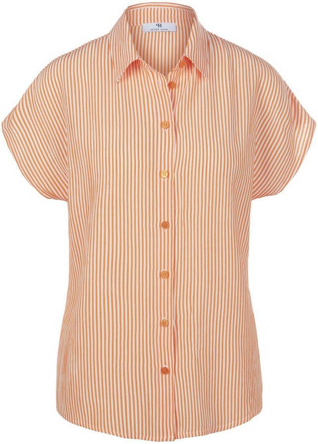 Peter Hahn Mouwloze blouse streepmotief Van oranje