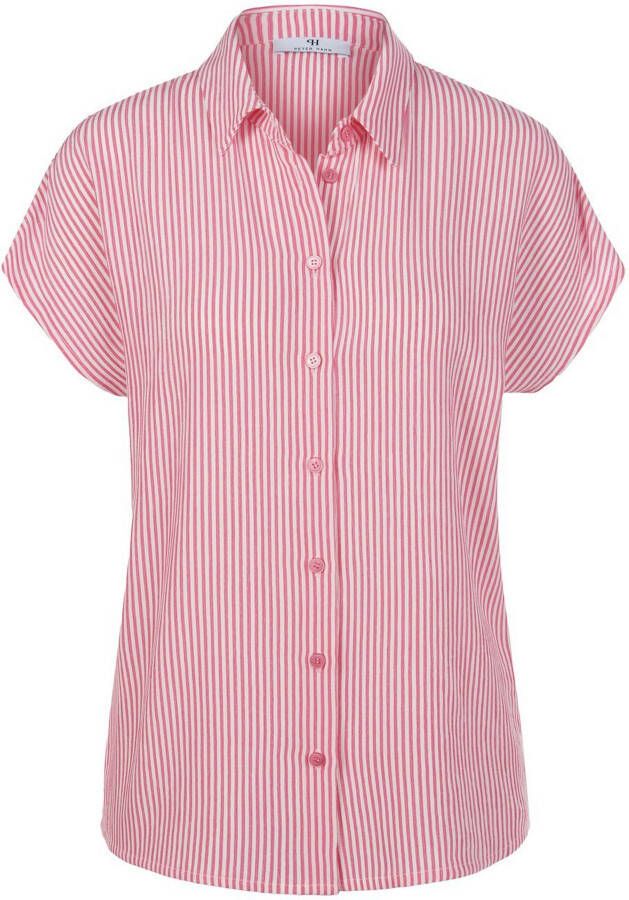 Peter Hahn Mouwloze blouse streepmotief Van pink