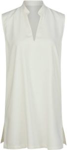 Peter Hahn Mouwloze lange blouse V-hals Van wit