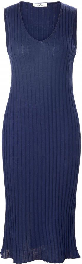 Peter Hahn Mouwloze tricotjurk 100% scheerwol Van PURE EDITION blauw