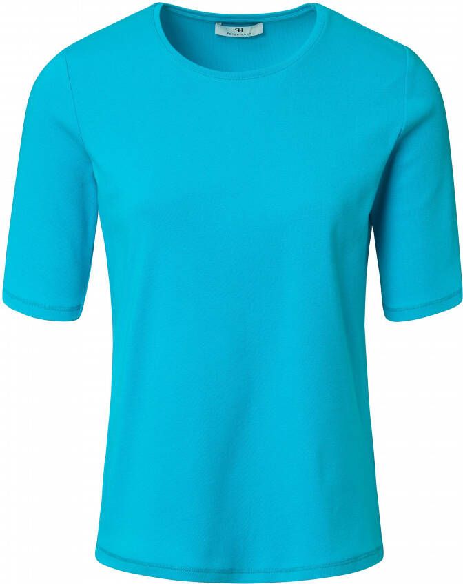 Peter Hahn Shirt 100% Pima Cotton ronde hals Van turquoise