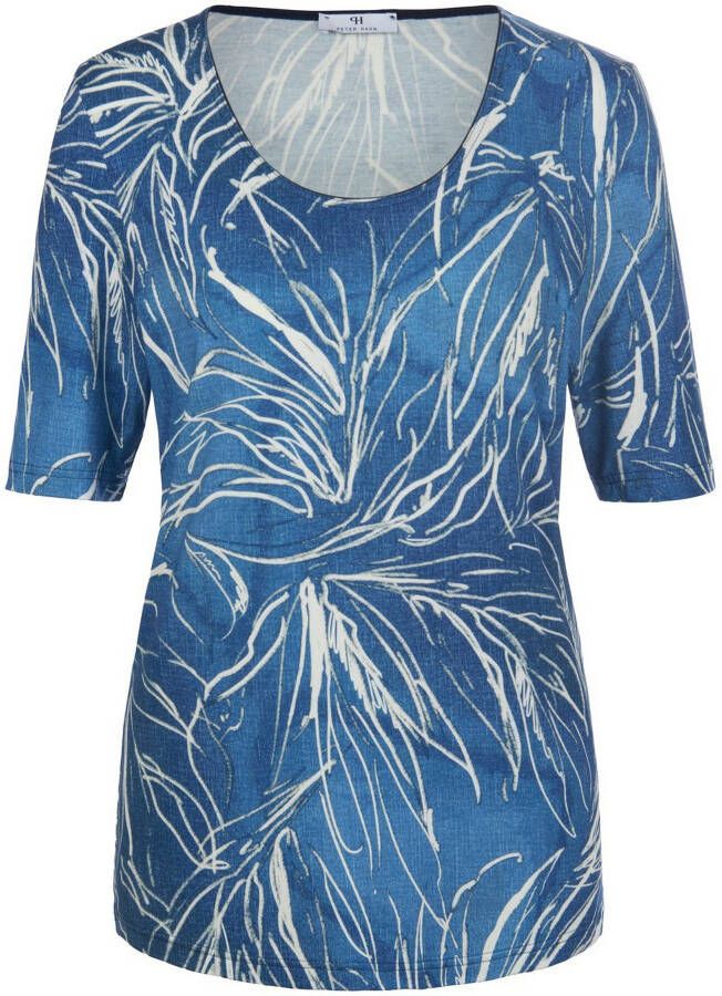 Peter Hahn Shirt ronde hals en korte mouwen Van blauw