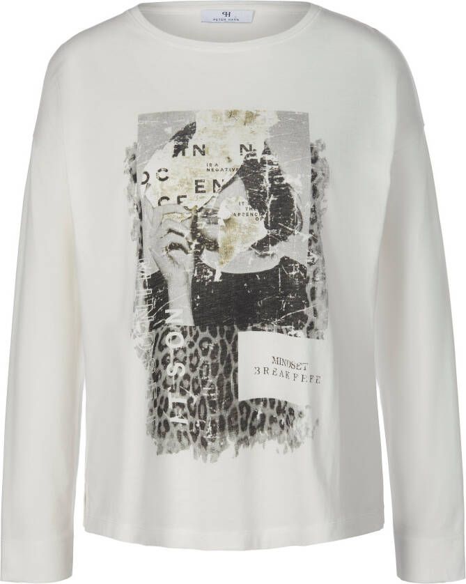 Peter Hahn Shirt ronde hals en lange mouwen Van wit