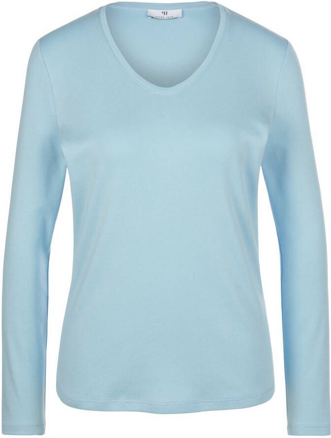 Peter Hahn Shirt V-hals 100% katoen Van blauw