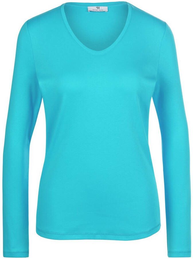 Peter Hahn Shirt V-hals 100% katoen Van turquoise